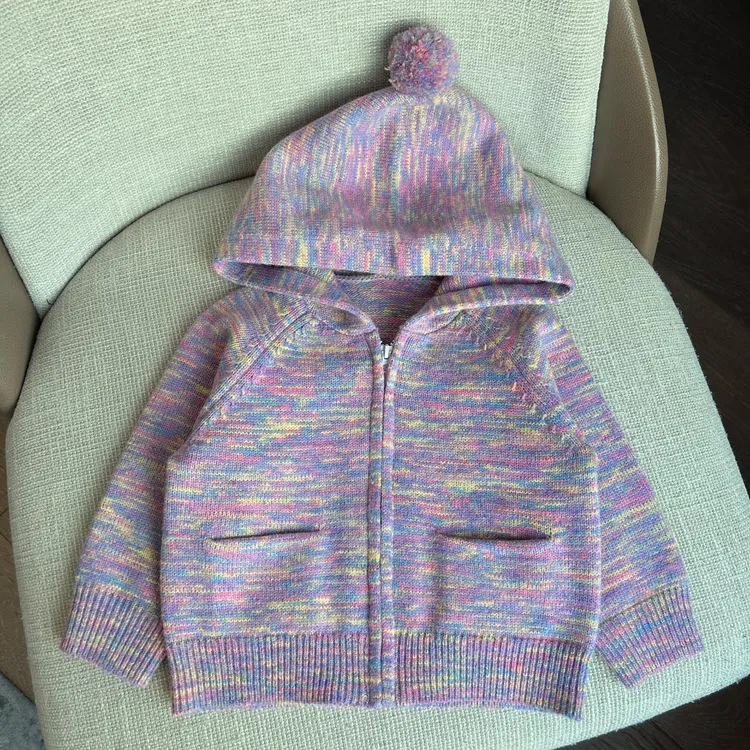 【彩纱连帽开衫毛衣 小洛妈咪】男童女宝宝春装春季毛衣外套B21