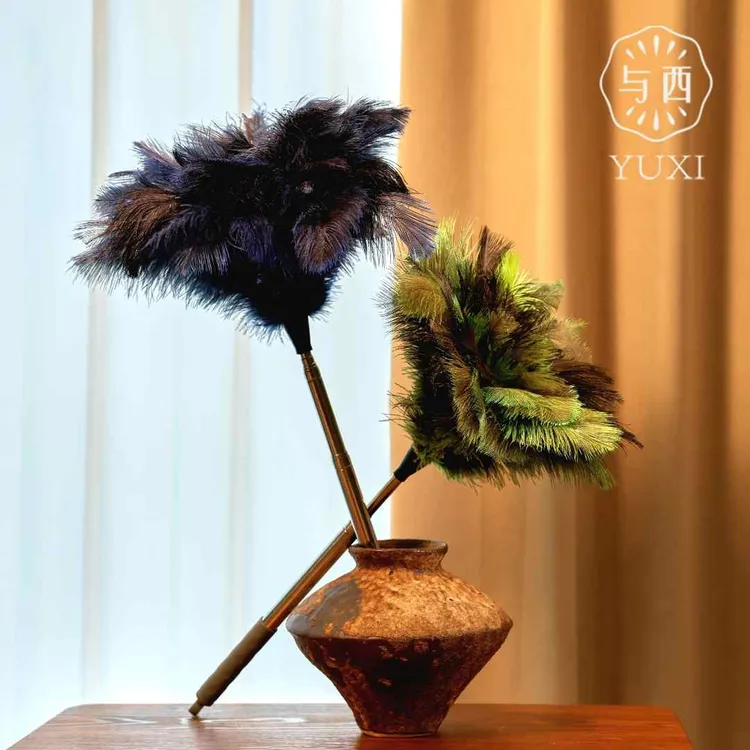 YUXI/与西鸵鸟伸缩毛掸家用除尘防静电手工不掉毛墙角扫灰掸子
