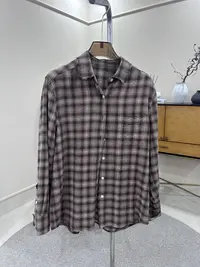 格子格纹长袖衬衫秋季外套中长款衬衣翻领百搭POLO领衬衣D06