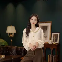 琦琦【微光闪烁】欧若风长袖衬衫女时尚休闲宽松上衣YK0726288