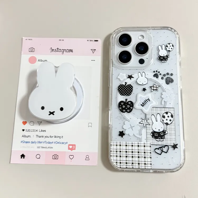 【亚克力磁吸】黑苹果米菲兔支架手机壳适用苹果17Pro可爱16/14防摔