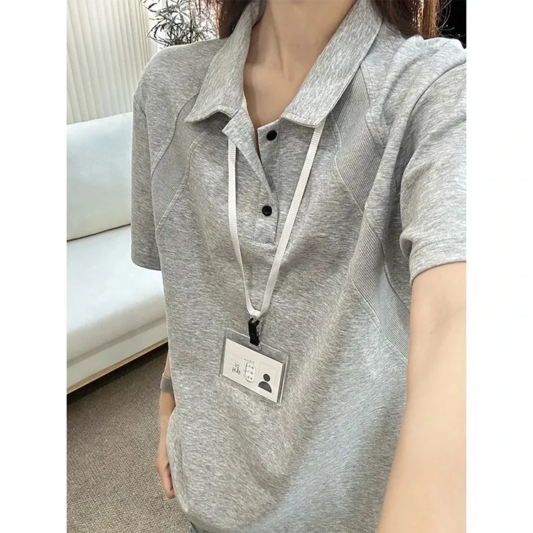 美式正肩短袖polo衫男夏季重磅高级感翻领T恤休闲潮牌情侣半截袖