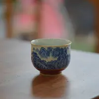 【YR】季红描金  （山水）佛度杯 100cc