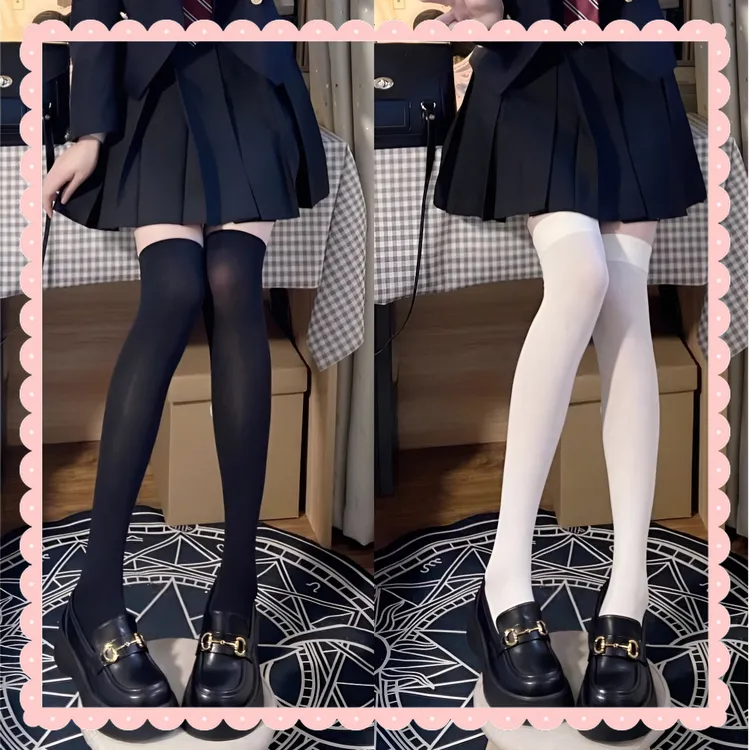 学院风2025新款过膝袜长筒袜夏季薄款防滑丝袜压力袜白色小腿袜