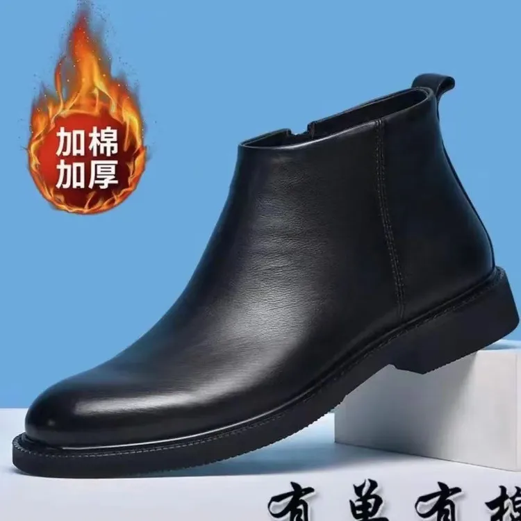 纯皮秋冬加绒新款马丁靴英伦风切尔西靴男短靴潮流休闲切尔西男靴