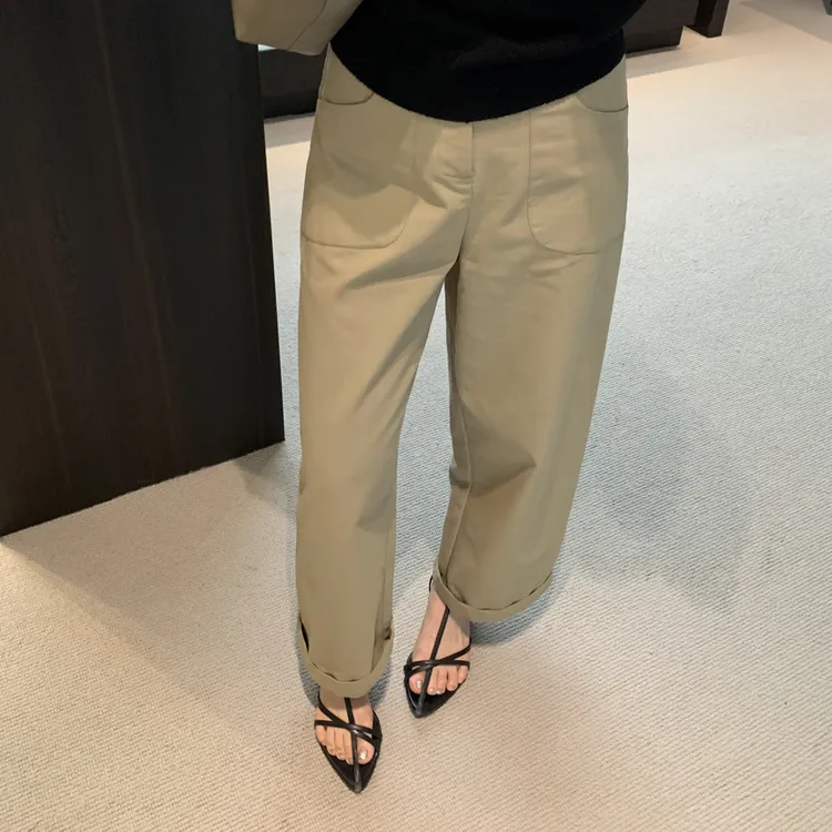【梨花服饰】卡其色高腰裤