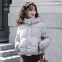 慕兔法式简约百搭连帽短外套女2025冬季新款小个子加厚保暖上衣