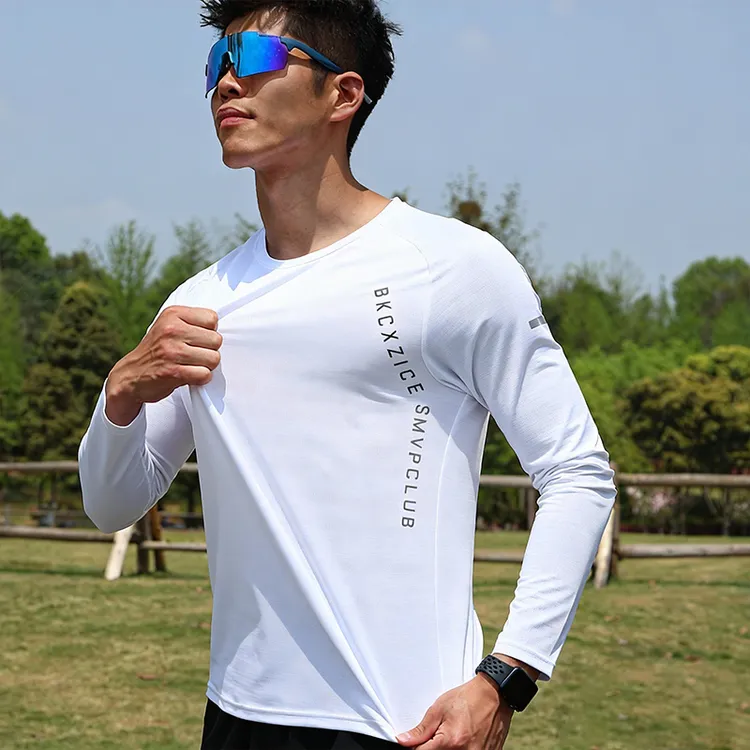BKCXZICE健身运动长袖户外骑行马拉松跑步训练衫休闲时尚弹力T恤