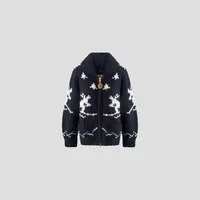 超厚实滑雪图案手工钩针 羊毛混纺 拉链毛衣外套 BunnyXu丨L1126A