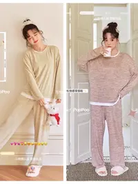 美丽姐的小熊月光泡泡假两件家居服套装9910