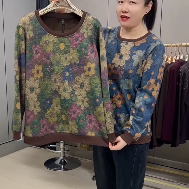 常规款厚款冬季保暖印花打底衫宽松休闲卫衣时尚百搭