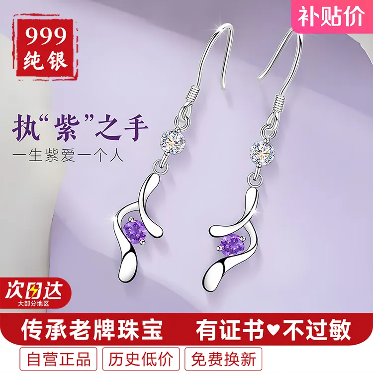 足银耳饰 999纯银耳环女款耳坠耳钉2025新款爆款高级感气质养耳洞