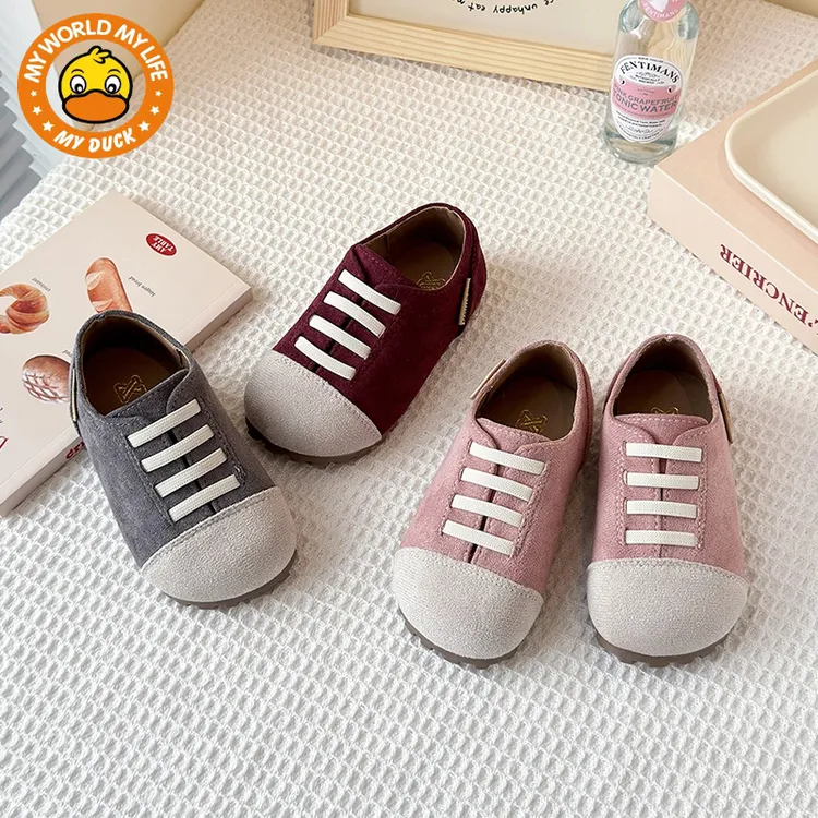 MYDUCK小黄鸭韩版童鞋2025复古韩版中性小童百搭宝宝鞋男女童圆头