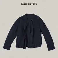LANGQING 水洗纯棉双口袋拉链长袖外套44968#