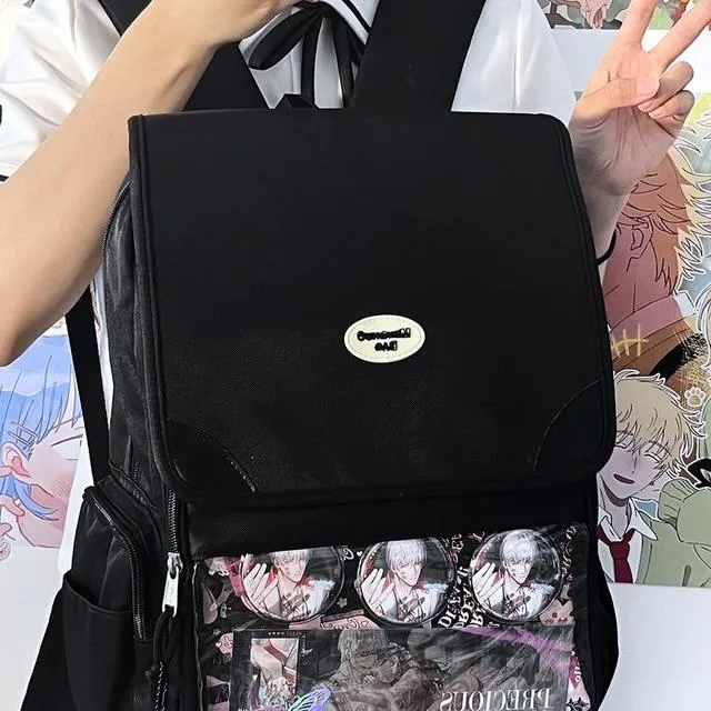 奶黄原创校园透明痛包大容量通勤简约手提双肩书包学生日系扎谷女