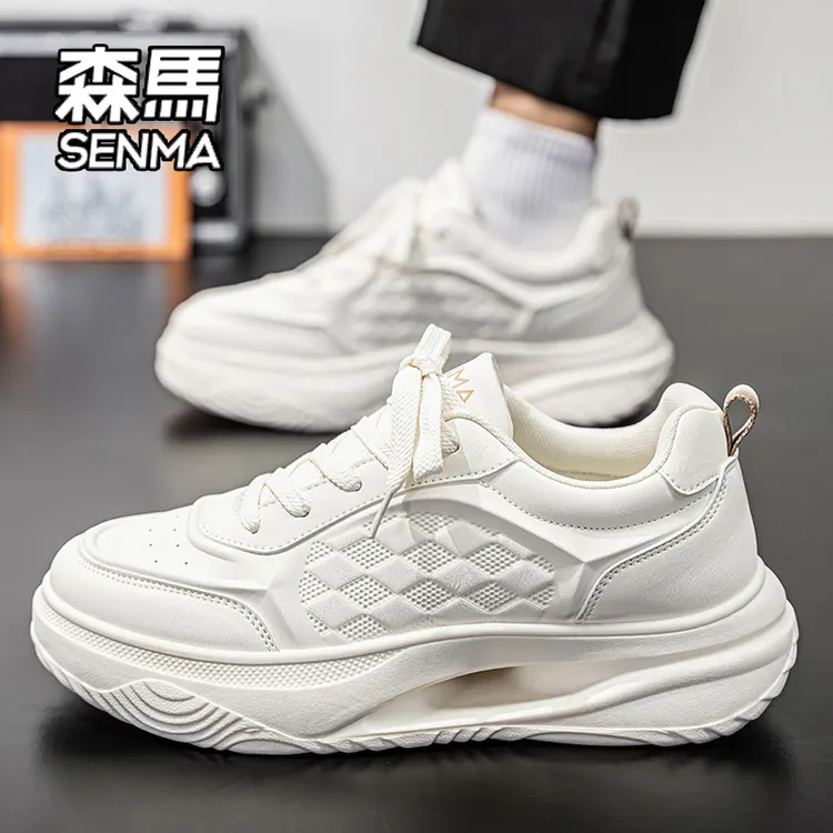 SENMA/森马男鞋秋季2025新款厚底增高运动板鞋时尚休闲百搭小白鞋