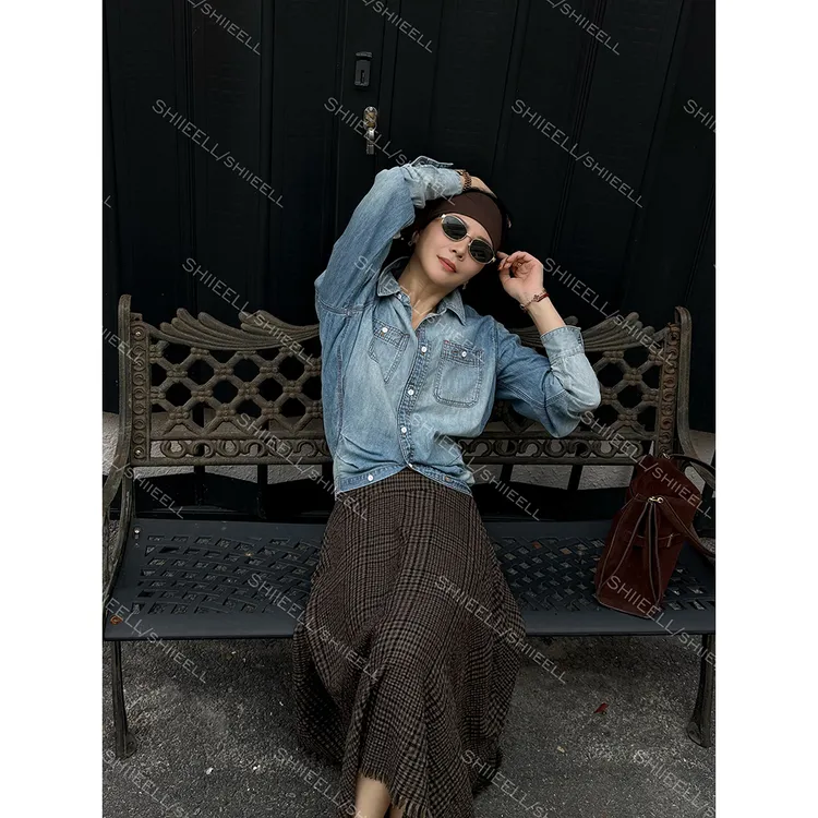SHIIEELL【不羁宣言 】美式复古棉感重工水洗解构休闲牛仔衬衫Z8012