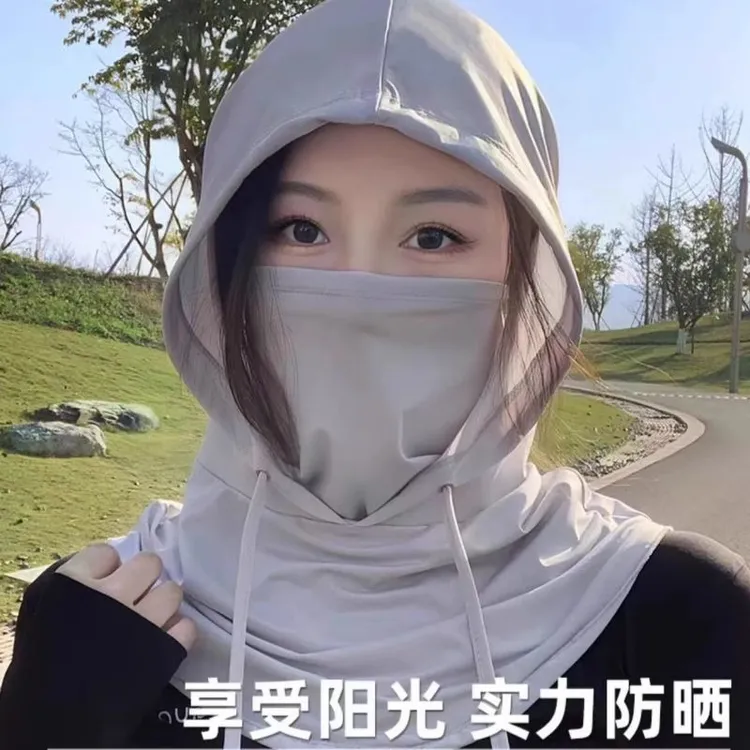 防晒面罩女夏季全脸2025新款冰丝防紫外线开车骑行护颈一体防晒帽