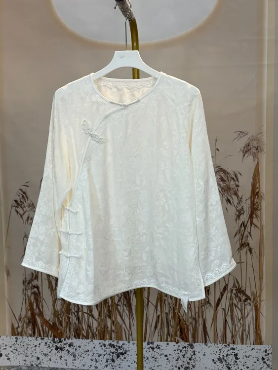 2025手工桑蚕丝绞罗上衣纯色气质高贵典雅