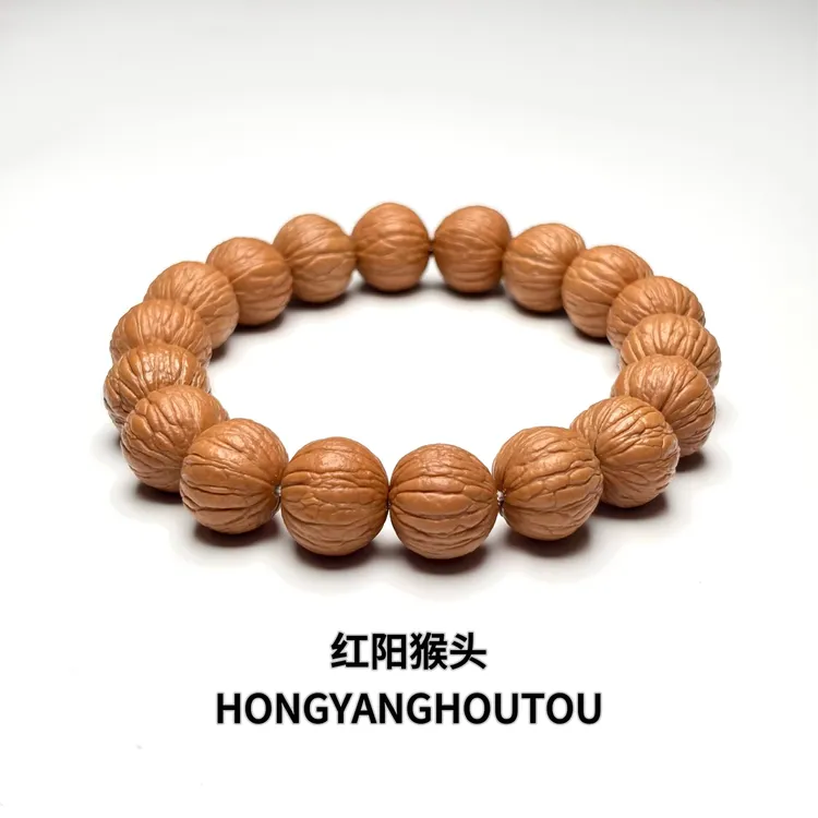 猴头核桃手串凤羽原皮无修男士单圈盘玩佳品