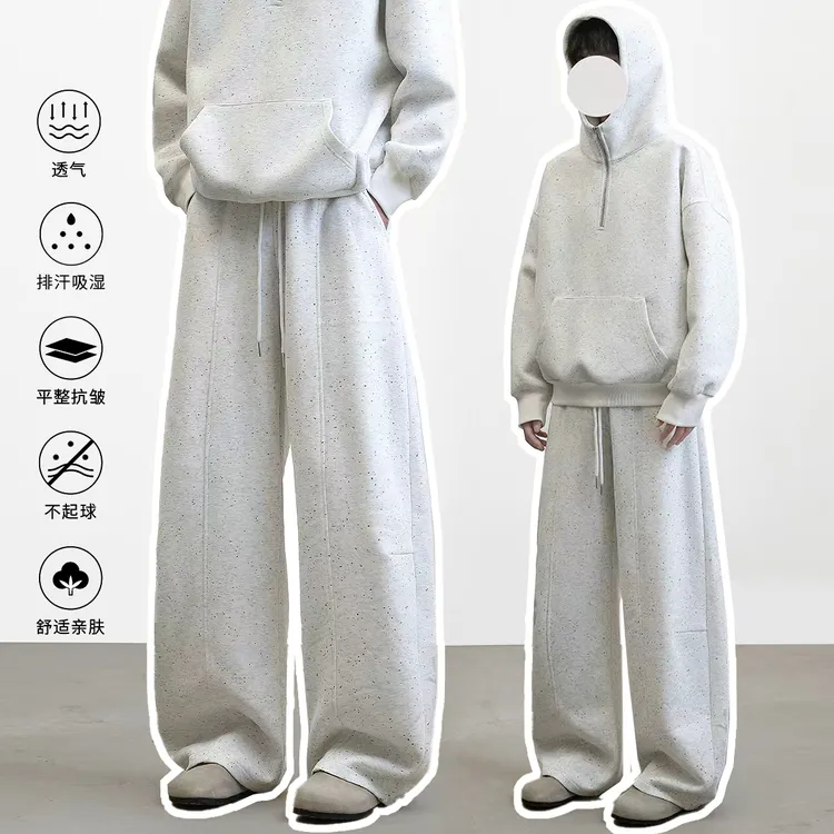 York Zoom秋冬重磅美式弯刀运动卫裤卫衣大码星星套装情侣穿搭