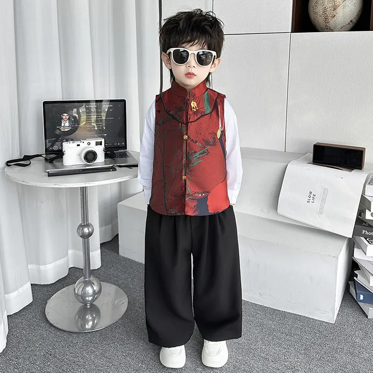 中国风儿童民族风情礼服薄款新中式套装男孩帅气男童礼服