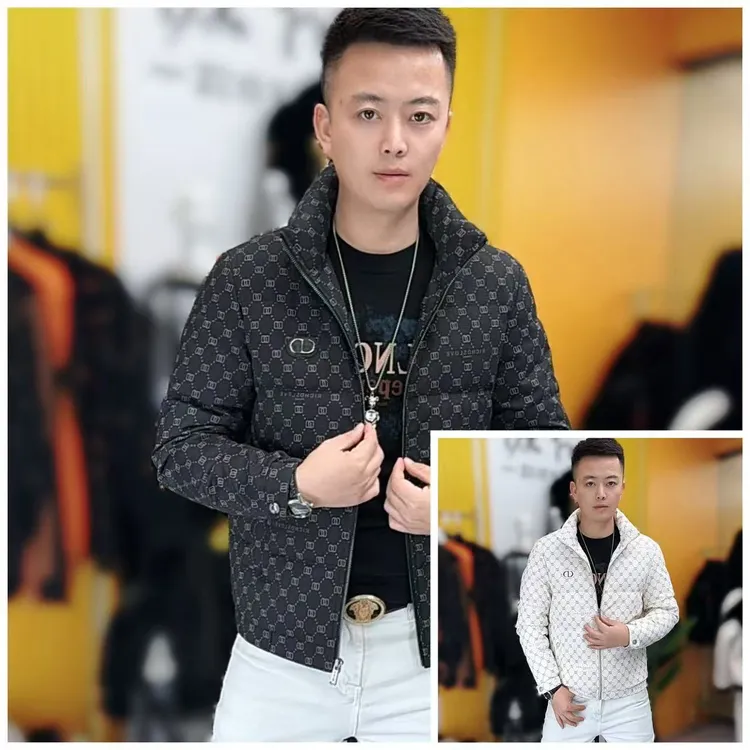 9955冬季新款时尚潮流男士修身立领提花保暖羽绒服