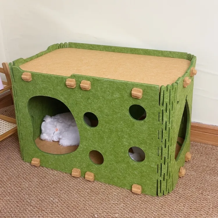 猫爬架猫窝一体猫咪树洞双层躲避屋四季通用毛毡板猫隧道不掉屑