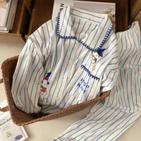 日系可爱kitty凯蒂猫睡衣重工包边秋季长袖长裤可外穿家居服套装