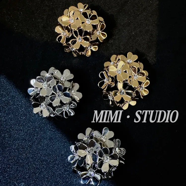 铜合金耳饰 轻奢大气(立体繁花)气质耳钉