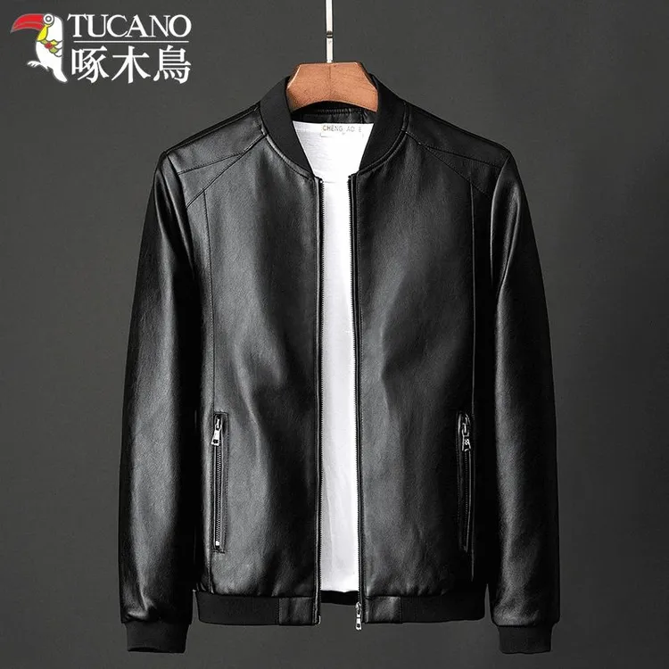 TUCANO/啄木鳥海宁皮衣男士休闲秋冬装薄款大码中年外套皮夹克男