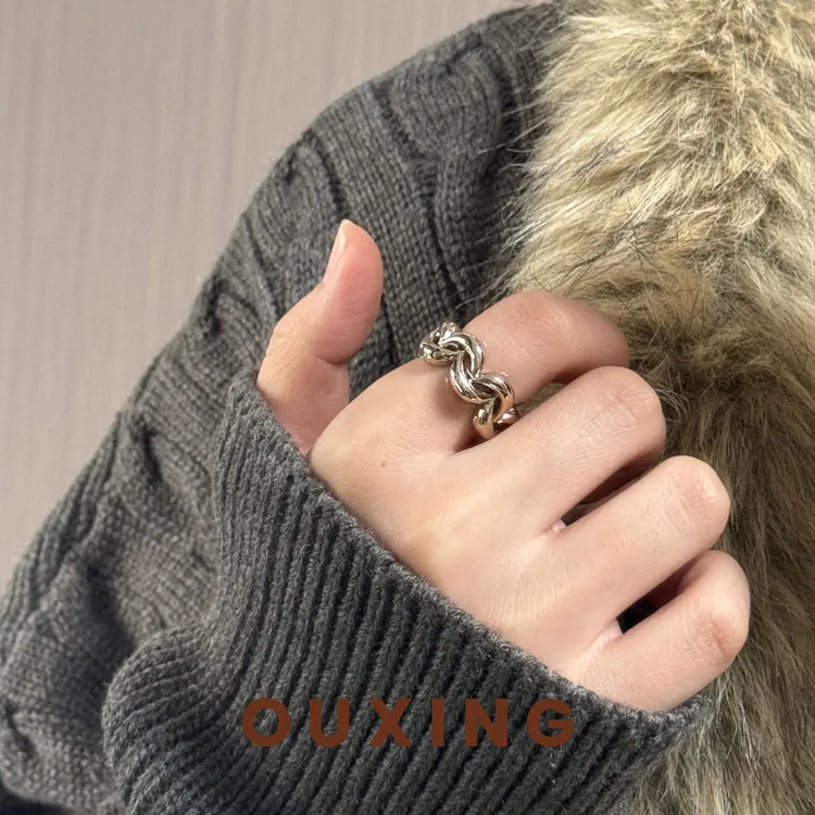 铜合金戒指 [水波纹]复古时尚个性简约ins可调节百搭戒指