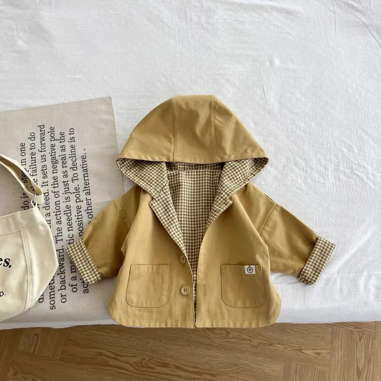 男宝宝连帽风衣外套男童洋气韩版上衣春秋装婴幼儿童百搭卫衣开衫