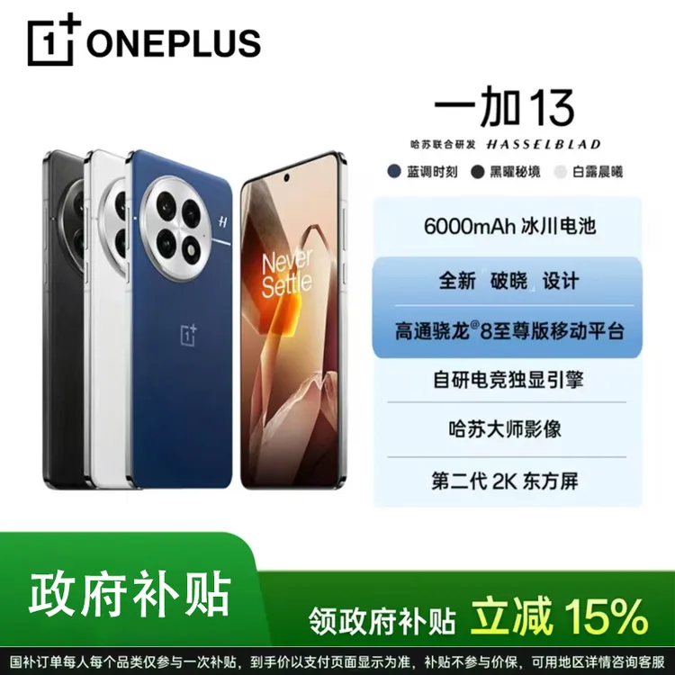 达人专属【活动专属】一加 13 高通骁龙8至尊版 6000mAh冰川电池 AI游戏手机