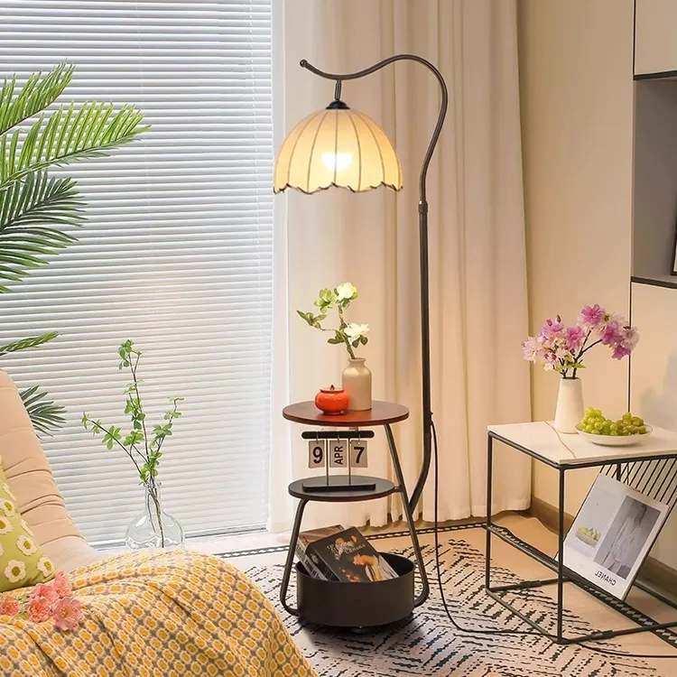 复古氛围灯落地灯客厅沙发边几置物设计感卧室床头边落地灯具