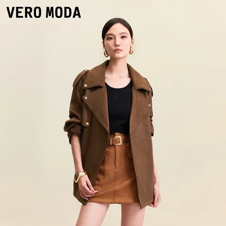 Vero Moda外套女【牧野之歌】秋同色腰带翻领肩章百搭上衣325448001