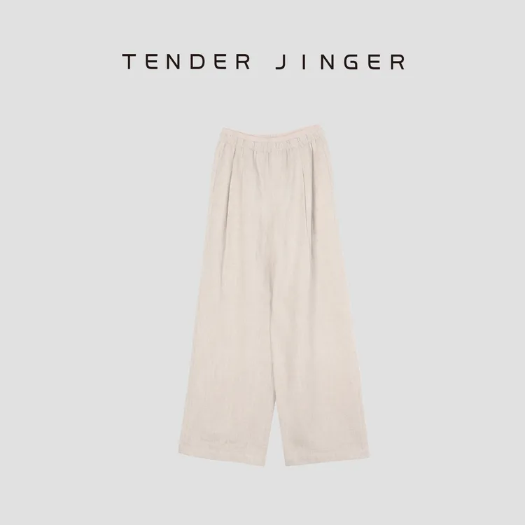 Tender Jinger天丝亚麻简约慵懒高腰休闲裤T52HAI80751