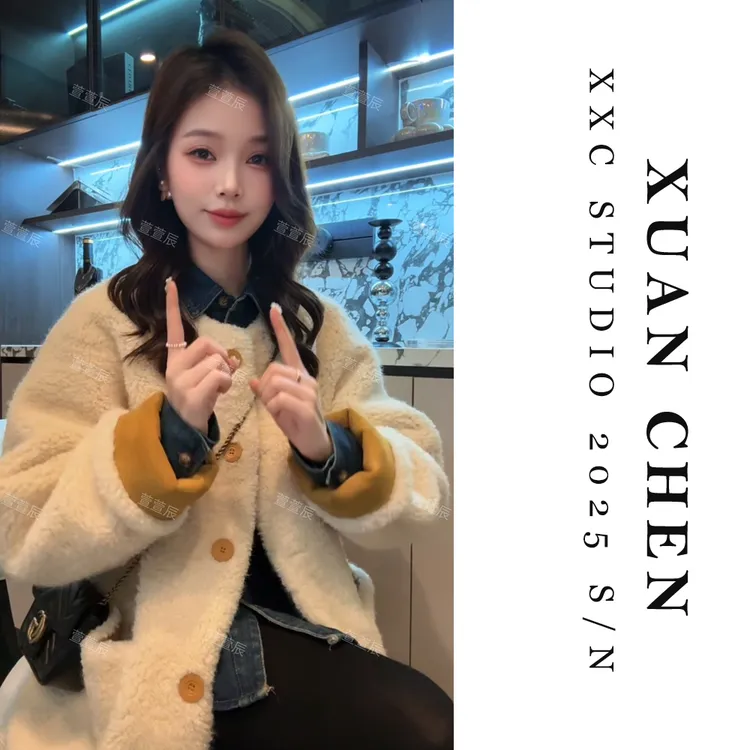 【余温堡垒】女士网红款外套冬季宽松一体绒轻奢洋气女外套#9202