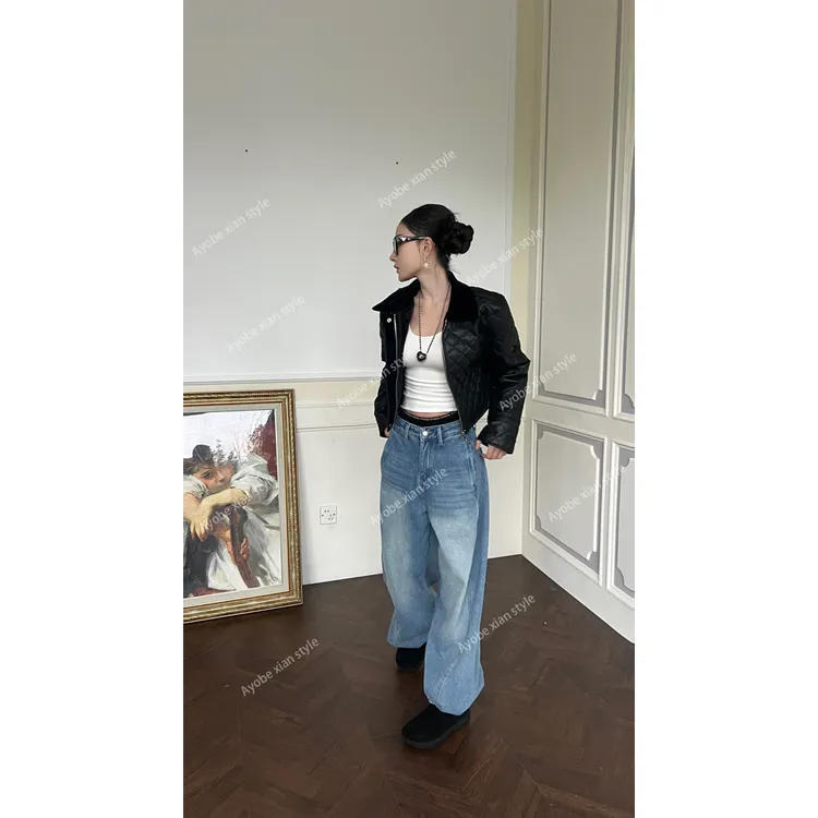 【AYOBE】小贤  小众酷飒机车风菱格夹克质感外套