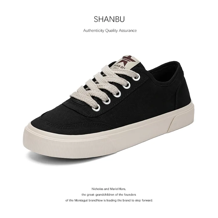 ShanBu/闪步25819秋季新款男鞋时尚百搭潮流休闲布鞋低帮系带板鞋