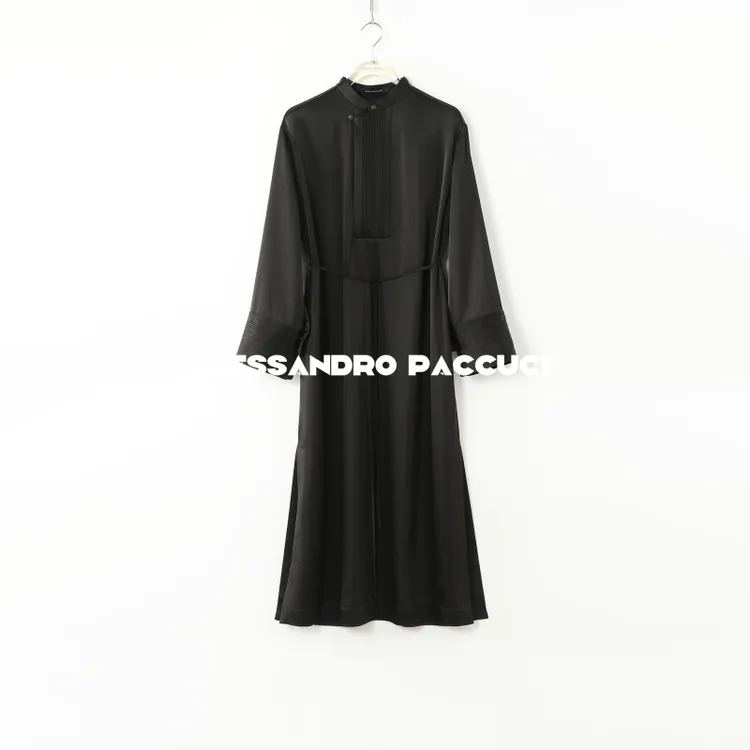 AP洛哥51008LL【黑标系列】日本进口三醋酸双面锻塔克气质连衣裙