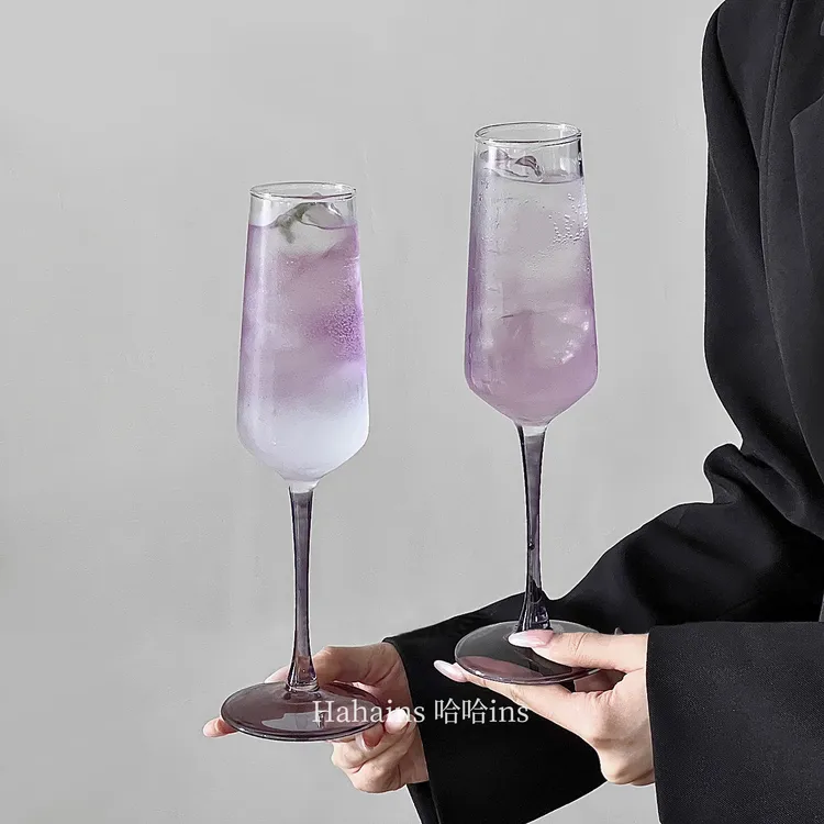 高颜值ins风起泡香槟杯高脚杯葡萄酒杯特调鸡尾酒杯套装玻璃杯子
