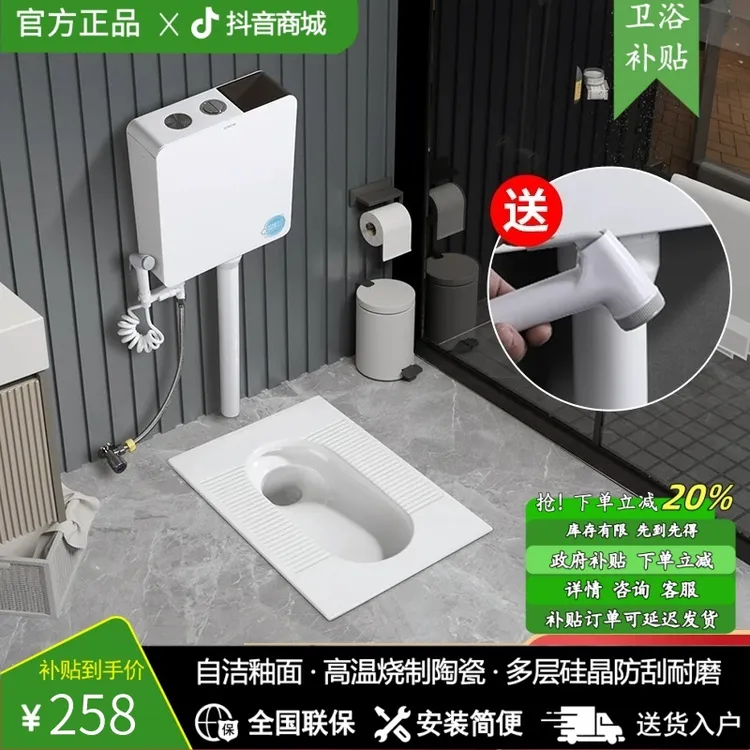 九牧适配蹲便器套装家用厕所蹲厕蹲坑卫生间大便器大冲力防臭防溅