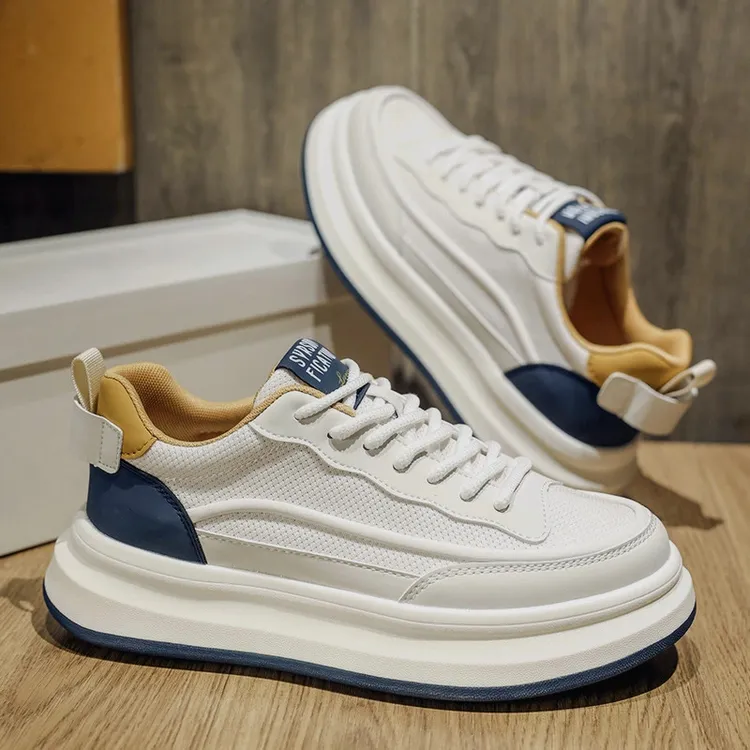 2025新款夏季升级软底透气网面厚底白鞋男款板鞋休闲时尚百搭男鞋