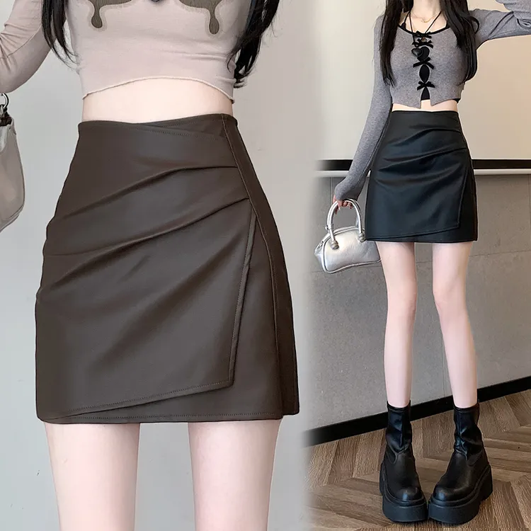 不规则皮裙半身裙秋冬2025新款高腰A字裙遮肉百搭包臀裙显瘦短裙