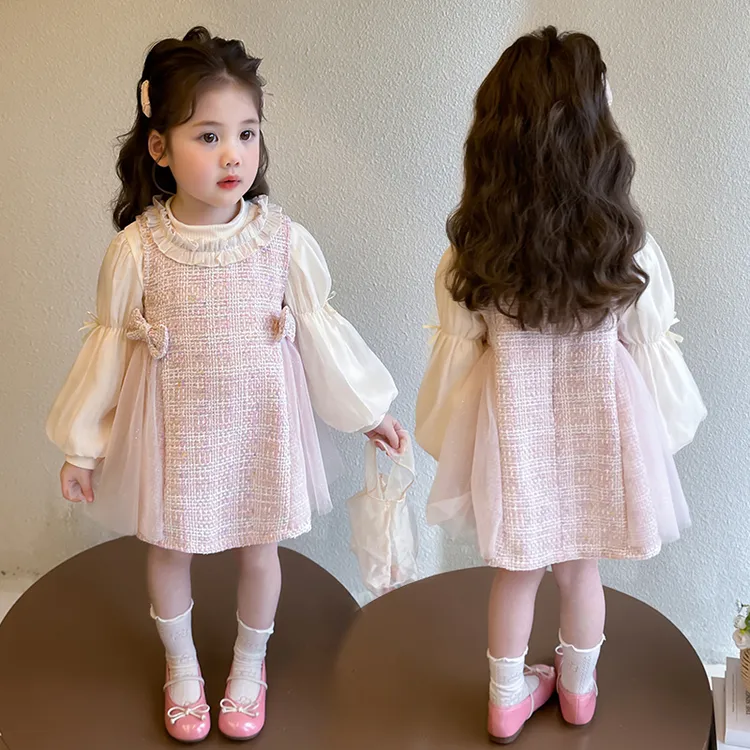 女童套装洋气甜美小香风儿童连衣裙两件套女孩宝宝春秋装2025新款