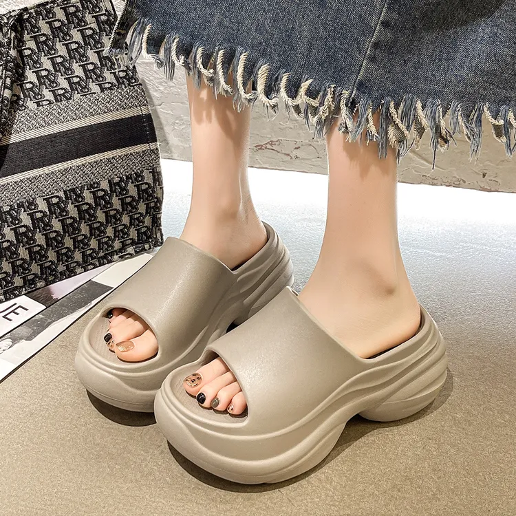 利达妮 8CM厚底拖鞋女夏季外穿凉鞋海沙滩鞋凉拖鞋户外矮子乐