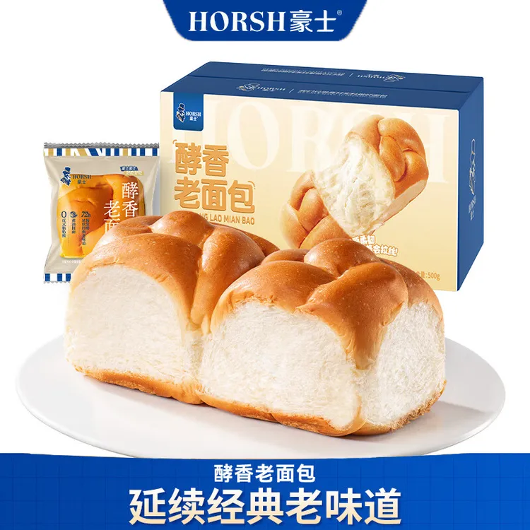 豪士酵香老面包500g松软手撕健康整箱早餐代餐饱腹休闲零食面包好