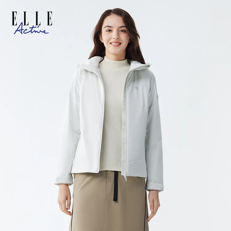 ELLEActive冬季连帽棉服女款户外运动保暖棉衣百搭万能百搭外套女