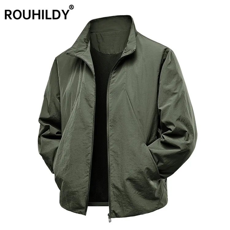 外套男三防立领上衣休闲运动2026春季新款纯色宽松防风防水薄夹克